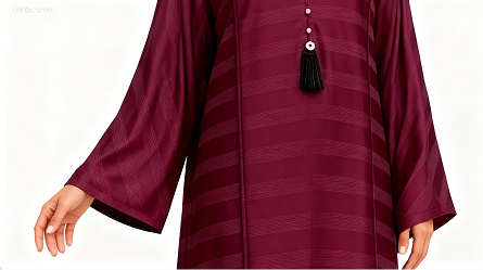 "Deep Plum Majesty" Striped Silk Kaftan Abaya