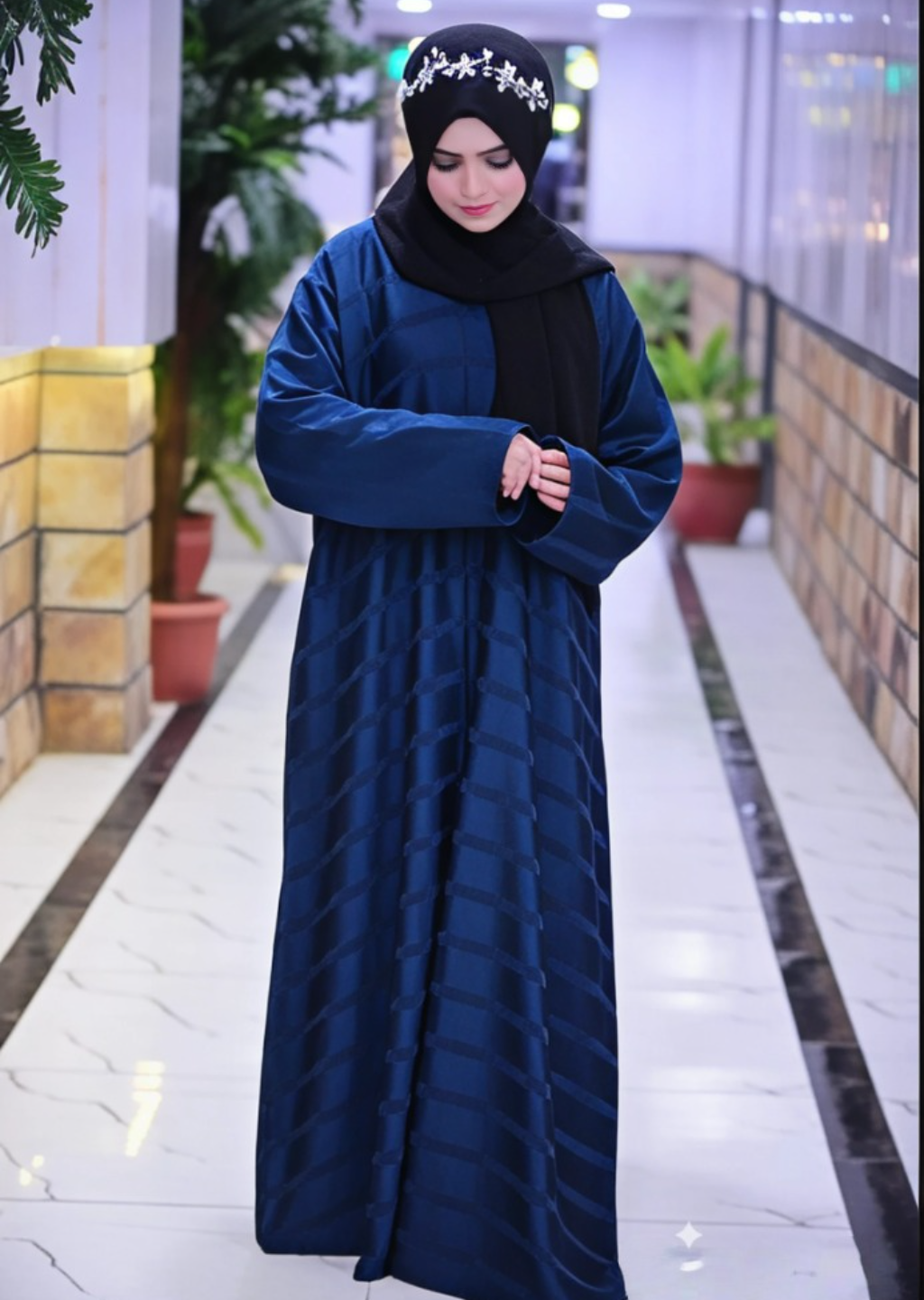 The Midnight Sapphire Luxe Abaya