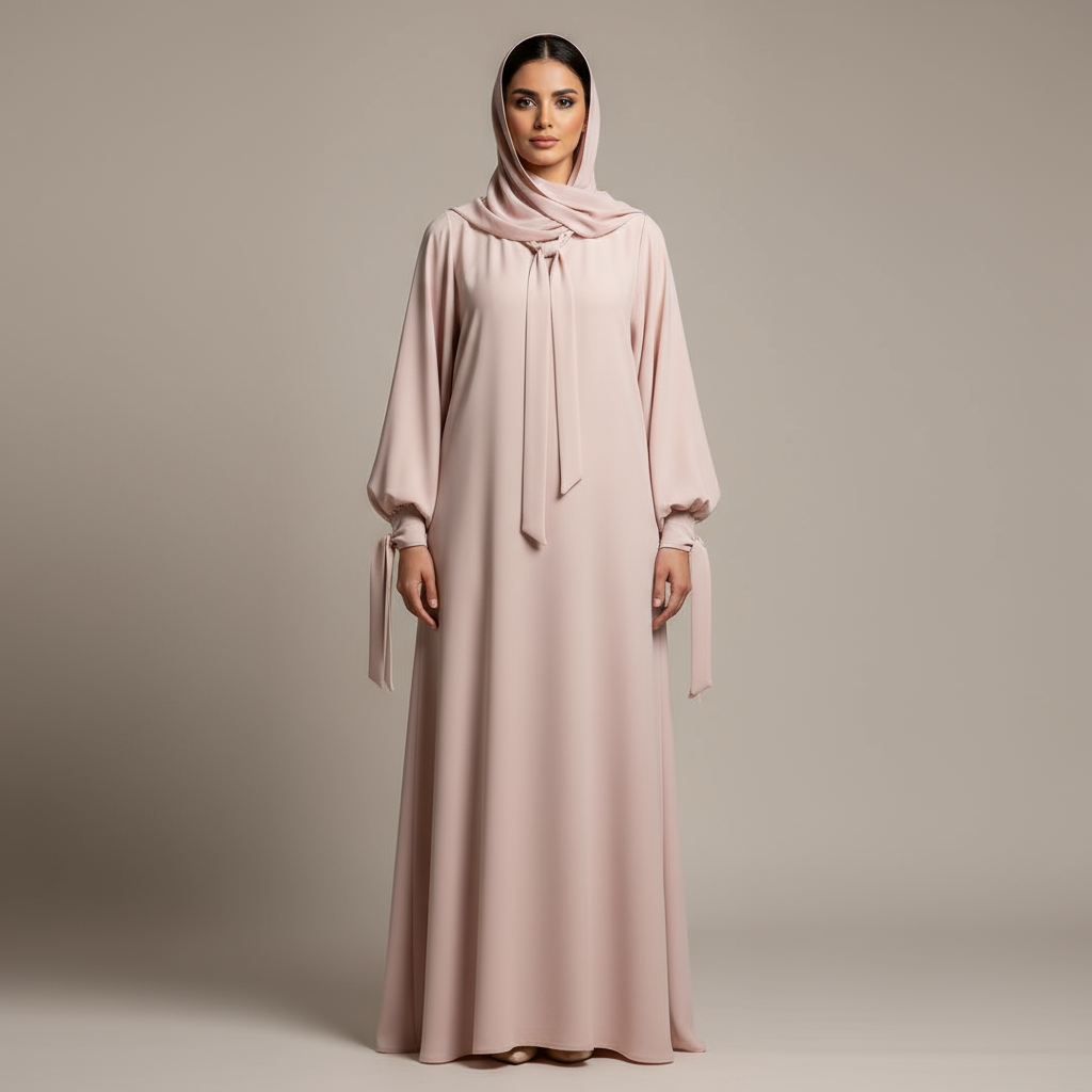 Blush Serenity Tie Abaya